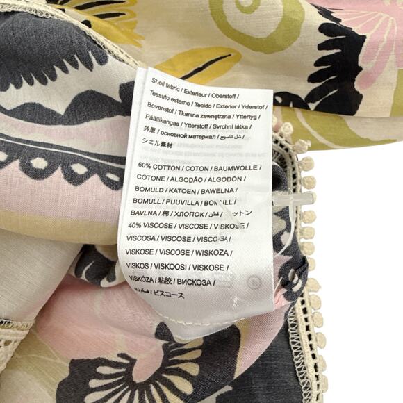 FARM RIO Vintage Forest Lace Trim Tie Neck Blouse M - Picture 9 of 12